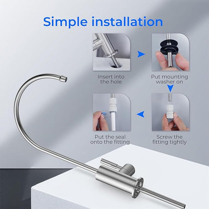 Waterdrop G2FCT-BN Drinking Water Faucet, Reverse Osmosis Faucet, Water Filter Faucet for Kitchen Bar Sink, Single Handle, Easy to Install, Lead-Free, Stainless Steel, Brushed