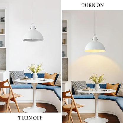 White Pendant Light 2 Pack, 11.8 Inch Dome Pendant Lights Kitchen Island, Farmhouse Pendant Lights for Kitchen Island, Dining Room, Living Room