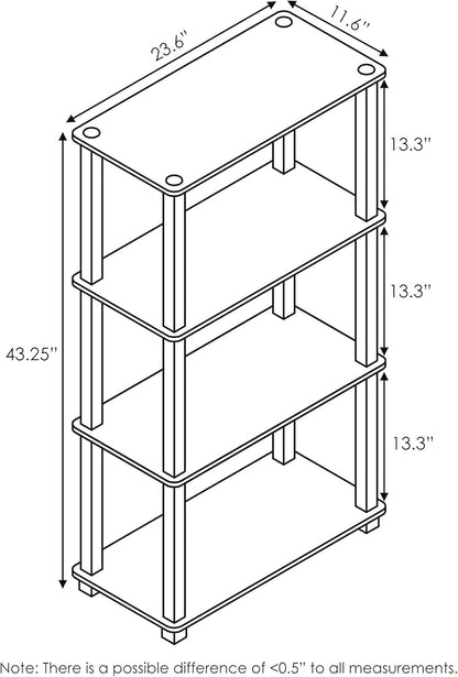 Furinno TURN-S-TUBE Storage Shelves, 4-Tier Book Shelf, Corner Shelf, Toolless Open Shelves, for Organization and Storage, Living Room, Garage, Home Office, Beech