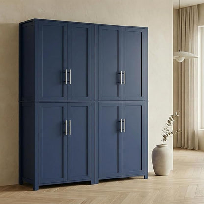 Casaphoria Kitchen Pantry Cabinet, 67" Tall Freestanding Kitchen Cabinet with 4 Adjustable Shelves, 56" W Storage Cabinet for Kitchen Pantry Organization (Navy Blue, Double)