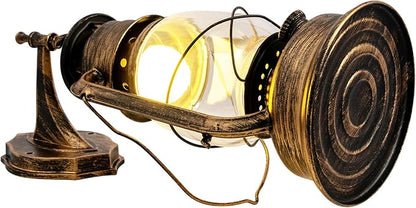 Rustic Wall Sconce Lantern Light, Set of 2 Vintage Wall Lamp, Industrial Wall Sconce, Farmhouse Wall Light Fixtures, Indoor Old Fashioned Lantern for Hallway Farmhouse Loft (Brass, 2pcs)