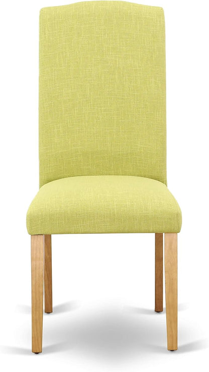 East West Furniture ENP4T07 Encinal Parson Dining Chairs - Nailhead Trim Limelight Linen Fabric Upholstered Chairs, Set of 2, Oak