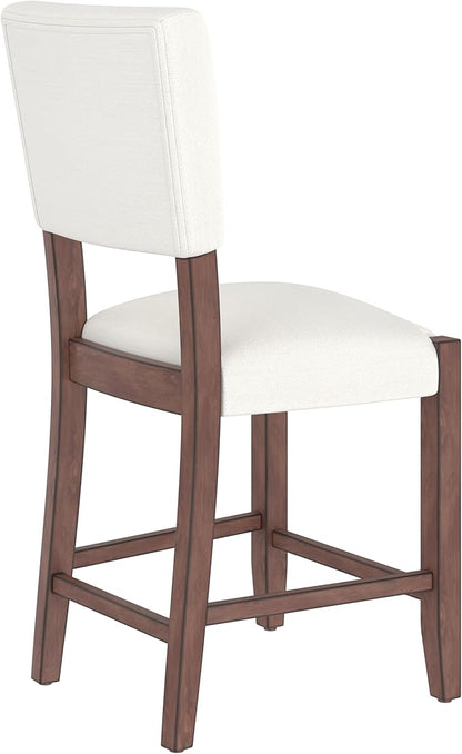 Merax Mid Century Modern Dining Chair Set of 4, 40.4" H Counter Stools with Back, Off White Linen Upholstered Barstools with Solid Wood Legs, Bar Chairs for Kitchen Island Dining Room