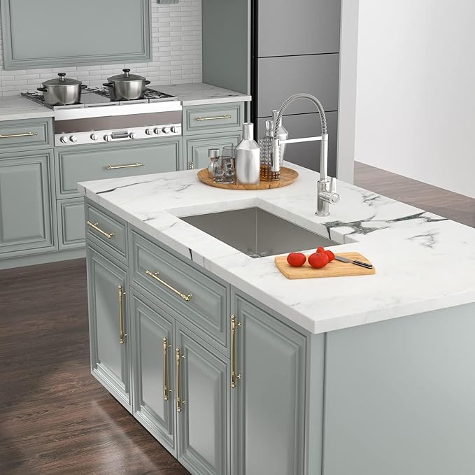 Kichae 30 Inch Undermount Kitchen Sink Single Bowl 16 Gauge Stainless Steel Under Counter Round Corner Handmade Kitchen Sink Single Basin,30x18x9 Inch