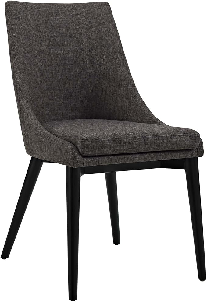 Modway Viscount Mid-Century Modern Upholstered Fabric Two Kitchen and Dining Room Chairs in Brown