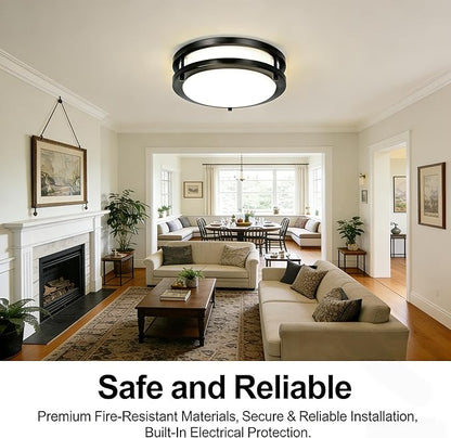 Drosbey 27W Dimmable LED Flush Mount Ceiling Light Fixture, Kitchen Light Fixtures, 12 inch Ceiling Lights for Bedroom, Bathroom, 3000K/4000K/5000K Selectable, Super Bright 2700LM