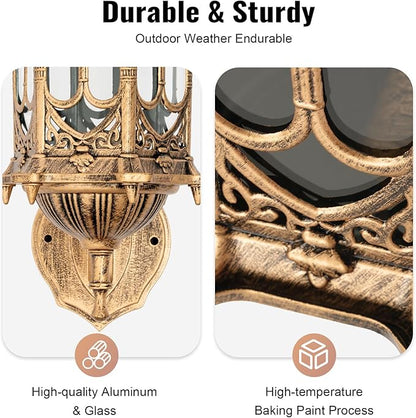 Retro Exterior Wall Light,Fixture Shade Lantern Sconce,Antique Copper Color Porch Light Outdoor Lamp,Home Sconce Light for Front Doors, Sheds, Hallways, Terraces, Aisles, Garages, Porches