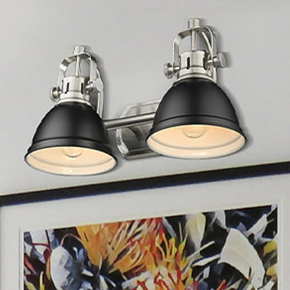 Emliviar Modern Vanity Light, Industrial 2-Light Bathroom Wall Light Fixtures, Black and Brushed Nickel Finish with Metal Shade, 4054-2W BN+BK