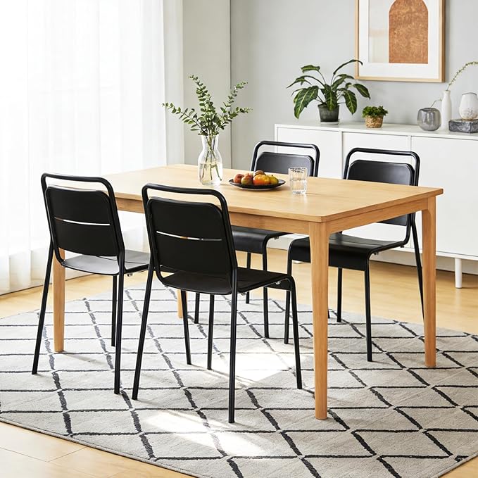 Metal Dining Chairs Set of 4, Stackable Metal Kitchen Chairs