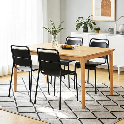 Metal Dining Chairs Set of 4, Stackable Metal Kitchen Chairs