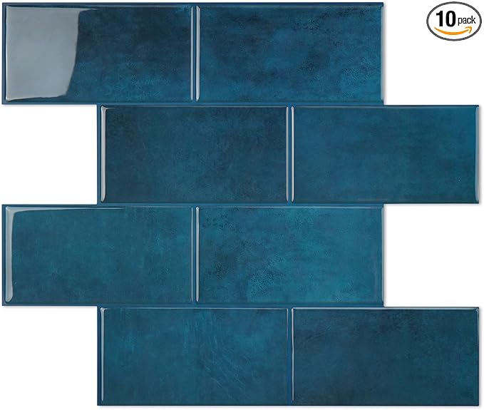 STICKGOO 10-Sheet Subway Tile Peel and Stick Backsplash, Self Adhesive Vinyl Wall Tiles, Stick on Backsplash for Kitchen and Bathroom(Thicker Design)