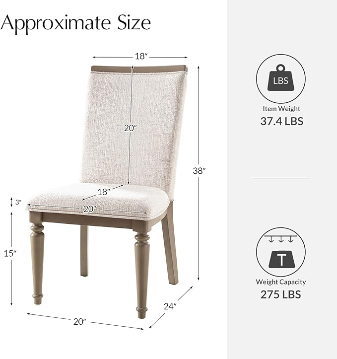 HULALA HOME Dining Chairs Set of 4 Upholstered Kitchen Dining Room Chairs with Rubber Wooden Leg, Linen Fabric, High-Back, Mid-Century Modern Parson Dinner Chair for Living Room Restaurant, Grey