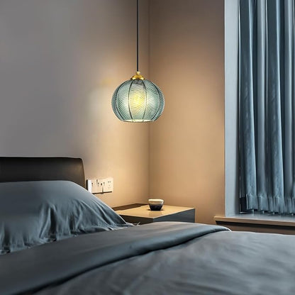Mikeru Mint Glass Pendant Lights Kitchen Island Lighting Single Globe Pendant Light Fixtures Century Modern Kitchen Island Pendant Lighting for Bedroom Living Dining Room Light Fixture（Without Bulb）