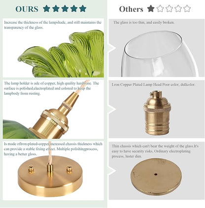 Battery Operated Pendant Light,Green Chandelier 2500mAh RGB Light Bulb 11in Vintage Light Fixtures with Remote Control Wireless Adjustable Rechargeable Chandelier for Kitchen Island Hallway 1Light