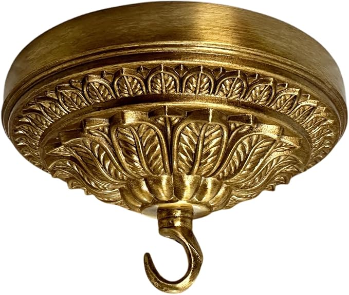 5.9 inches Brass Canopy Kit for Chandelier and Ceiling Lights, Decorative Design, Hanging Fixture Mounting Plate