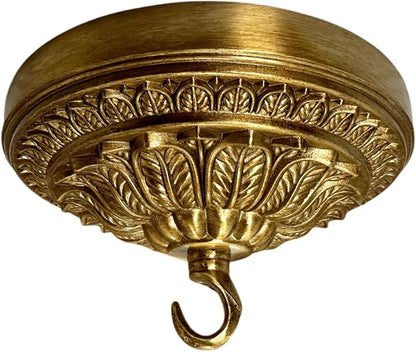 5.9 inches Brass Canopy Kit for Chandelier and Ceiling Lights, Decorative Design, Hanging Fixture Mounting Plate