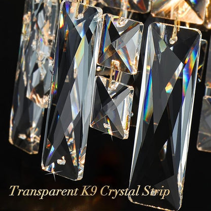 Gold Crystal Chandelier | Modern Luxury Oval-Shaped Chandeliers for Dining Room Light Fixture, 32" 10-Light Crystal Ceiling Lighting Fixture for Dining Room Kitchen Island Bar