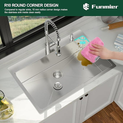 33 x 22 Inch Drop In Kitchen Sink 33 x 22 Stainless Steel Topmount Sink Ledge Workstation 16 Gauge Single Bowl Above Counter Handmade Basin