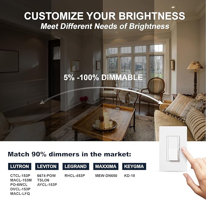 6 Pack White 4-inch 5 CCT Gimbal LED Recessed/Downlight Color Selectable 2700K/3000K/3500K/4000K/5000K 800Lm 9W 120V Dimness Adjustable LED Lights