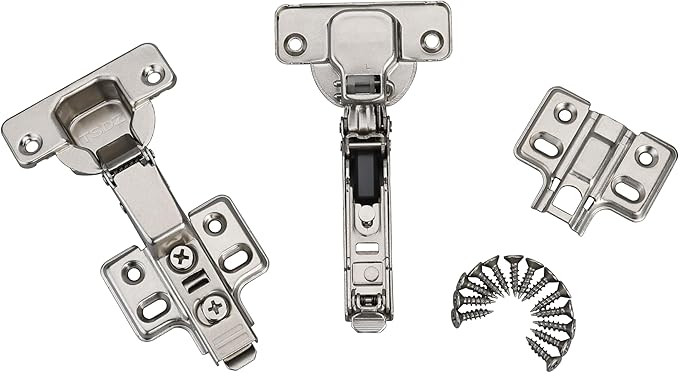 Kimdot 2-Pack Frameless Half Overlay Soft Close Cabinet Hinges, Clip-On Self-Closing European Hinges, Cabinet Door Hinges with Screws, Concealed Kitchen Cabinet Hinges for Modern funiture