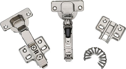 Kimdot 2-Pack Frameless Half Overlay Soft Close Cabinet Hinges, Clip-On Self-Closing European Hinges, Cabinet Door Hinges with Screws, Concealed Kitchen Cabinet Hinges for Modern funiture
