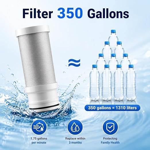 Vortopt Faucet Water Filter,360° Rotary Kitchen Faucet Filter with Carbon Block Filter,350 Gallon NSF Certified Agua Purifier,Can Reduce 99% Chlorine,Improve Taste,Drinking Water Filter,T10-Silvery.