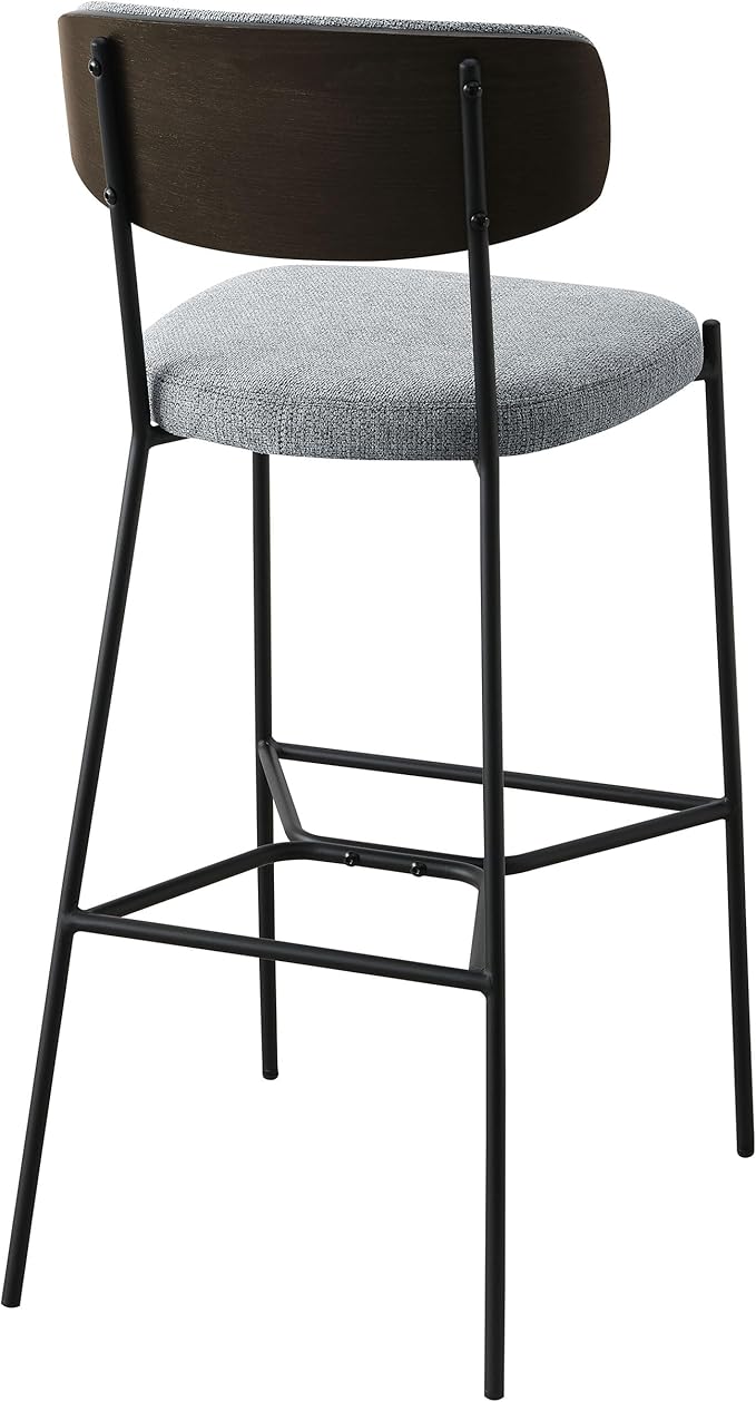 Coaster Home Furnishings - Elison - Set of 2 Pub Height Bar Stools with Foam Cushioned Seat and Geometric Detail Footrest - Mid-Century Modern - Dining Room & Kitchen - Gray & Black - 182647