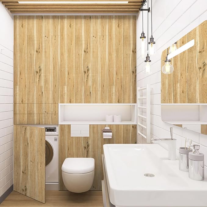 Yun-aeon Realistic Wood Peel and Stick Wallpaper 17.7"x120" Contact Paper Grain Self-Adhesive Film Waterproof & Removable Wallpaper Decorative Vinyl for Kitchen Countertops Cabinets