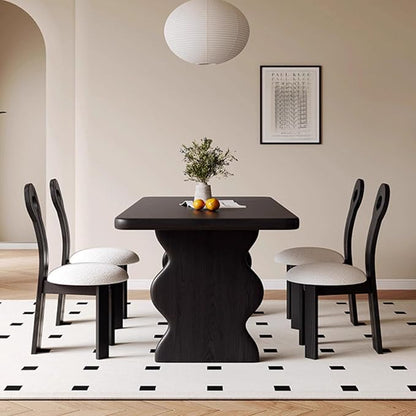 Kitchen Tables, Ripple Shape Modern Dining Table, Wood Dining Room Table for 4-6, Wood Furniture, Computer Office Desk Workstation for Family,Kitchen,Dining Room,Conference Room,Small