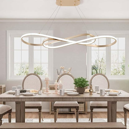 Modern Led Pendant Light for Kitchen Island Lighting Modern Gold Chandelier for Dining Room Light Fixture Over Table,Led Chandelier Light Fixture Height Adjusted (Electroplated Gold)