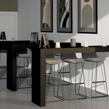 Mobili Fiver Evolution Tall Kitchen Bar Table Made in Italy | Space Saving, Wall-Mounted Counter Height Table for 3 | Breakfast Bar Table Top w/Cable Holder | Ashwood Black | 70,9'' x 15,7" in
