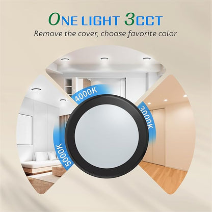 ECOELER 6inch LED Disk Light, 3000K/4000K/5000K Selectable Ceiling Light, 16.5W 1100Lm, Dimmable Low Profile Disc Downlight for Recessed Can or Junction Box, Aluminum Trim, ETL-Listed