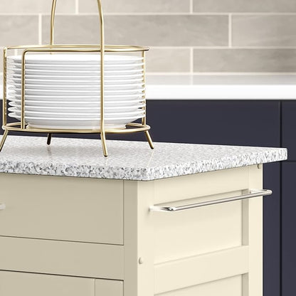 Homestyles Create Kitchen Cart, Gray Granite Top, Off White