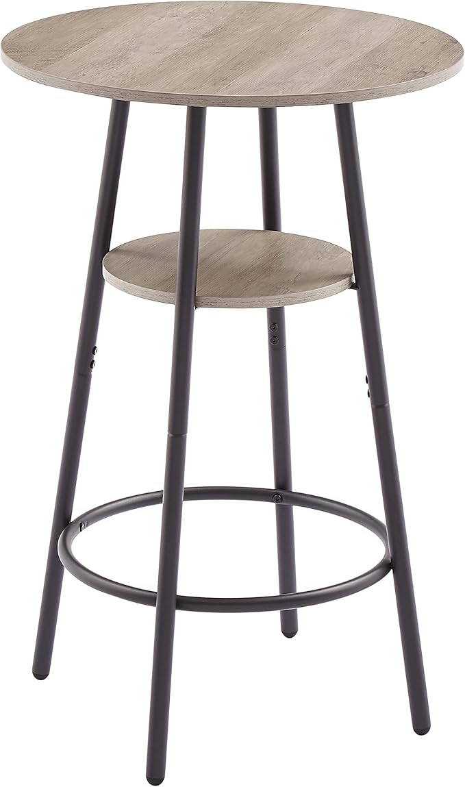 Gray Round Bar Stool Set with Shelf, Counter Height Stools for Kitchen Island, Breakfast Bar, Home Decor, Kitchen Island Stools with Table, Kitchen Table for Small Spaces, Breakfast Nook Dining Tables