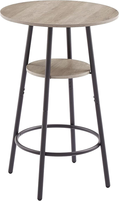 Gray Round Bar Stool Set with Shelf, Counter Height Stools for Kitchen Island, Breakfast Bar, Home Decor, Kitchen Island Stools with Table, Kitchen Table for Small Spaces, Breakfast Nook Dining Tables