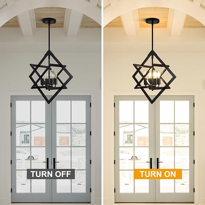 18" Modern Pendant Lights Kitchen Island, 4-Light Black Pendant Light Fixtures, Farmhouse Chandelier Kitchen Island Lighting, Industrial Hanging Pendant Lights for Kitchen Island Dining Room Entryway