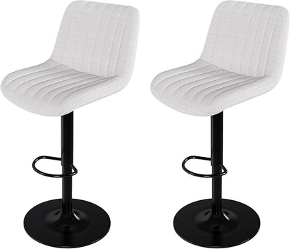 Swivel Bar Stools with Adjustable Height (35.03 43.7 Inches), Backrest, and Soft Knit Fabric Ideal for Kitchen Island, Bar Counter, Dining Room, Beige(Set of 2)