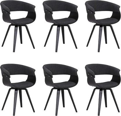 Armen Living Summer Contemporary Dining Chair in Black Brush Wood Finish and Charcoal Fabric - Set of 6