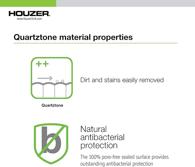 Houzer Quartztone Sand Granite Composite Kitchen Bar Sink: 16 Inch Dual Mount Single Bowl Sink, Durable & Versatile, Essential for Home & Apartment: E-100 SAND