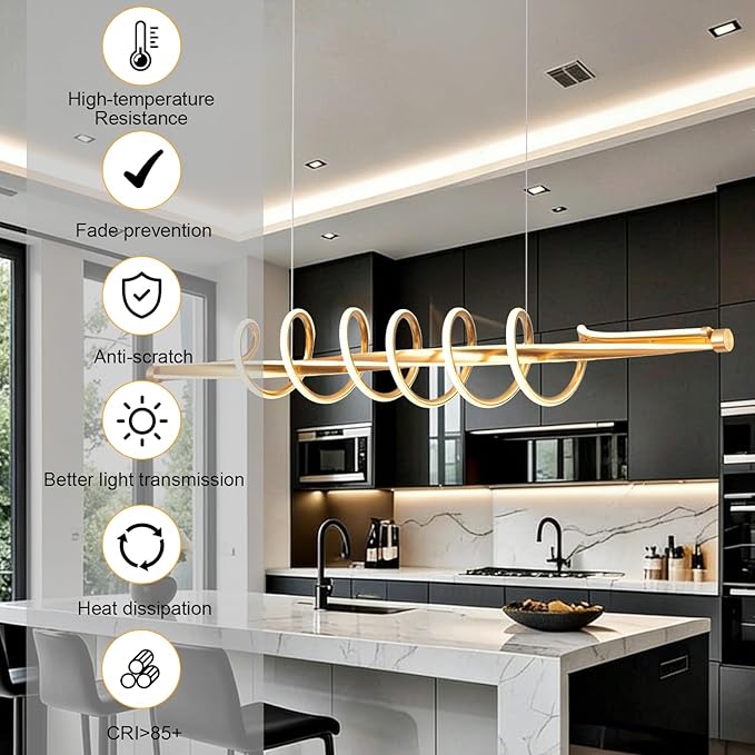 Modern Led Pendant Light, Black Led Chandelier for Dining Room,Modern Chandelier Dining Room Lighting Fixture Dimmable with Remote,Minimalist Kitchen Island Lighting Height Adjustable