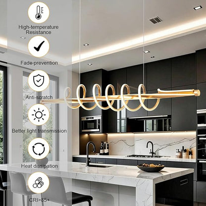 Modern Led Pendant Light, Black Led Chandelier for Dining Room,Modern Chandelier Dining Room Lighting Fixture Dimmable with Remote,Minimalist Kitchen Island Lighting Height Adjustable