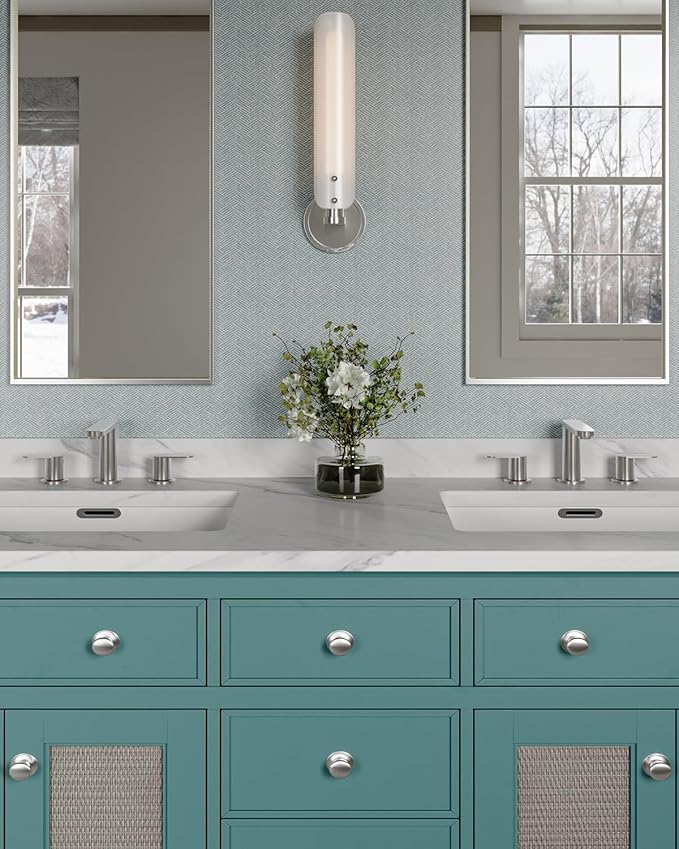 BWE 2 Pack Brushed Nickel Bathroom Faucet for Sink 3 Hole, Stainless Steel Widespread Bathroom Faucets with Pop-up Drain and Supply Lines, 360° Swivel Spout 2-Handle Bathroom Sink Faucet for Vanity