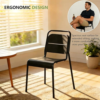 Metal Dining Chairs Set of 4, Stackable Metal Kitchen Chairs