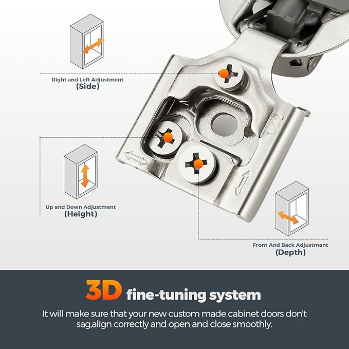 Home Expert 50 Pack (25 Pairs) 1/2" Overlay Soft Close Cabinet Hinges, Satin Nickel Stainless Steel Concealed Hinges with 3D Self-Closing for Face Frame Doors & Kitchens