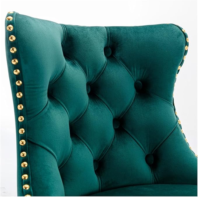 Golden Swivel Velvet Barstools Adjusatble Seat Height from 25-33 Inch,Modern Upholstered Bar Stools with Backs Comfortable Tufted for Home Pub and Kitchen Island,Green,Set of 2,for Living Room