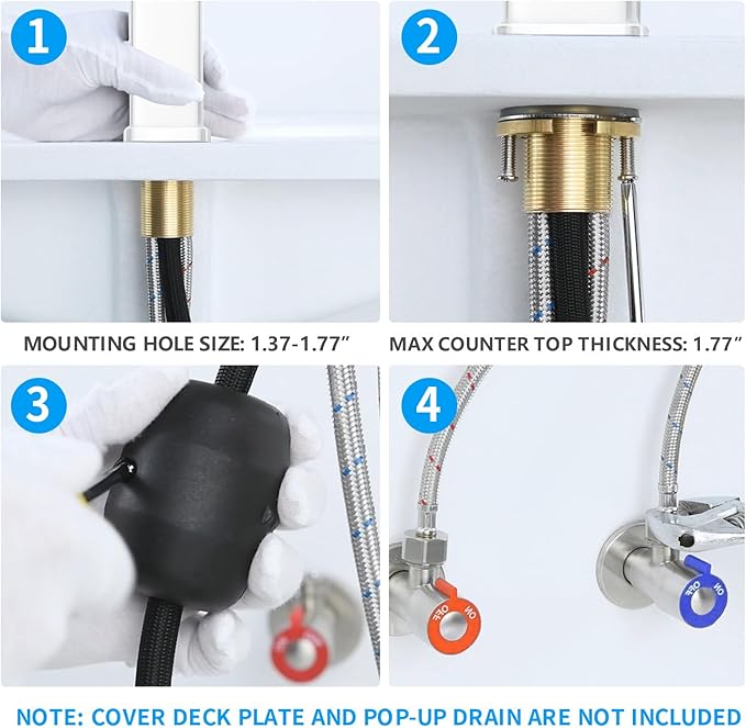 HANLIAN Single Hole Bathroom Pull Out Faucet with Rotating Spout, One Handle Faucet for Bathroom Sink, Modern Bathroom Faucet with Pull Down Sprayer, 3 Modes Vanity Faucets (White, Regular)