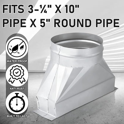 Tandefio 5" Dia Rectangular to Round Duct Transition 3-1/4" x 10" to 5" Galvanized Transition to Round HVAC Duct Adapter Microwave Vent Kit for Range Hood, Exhaust Vent