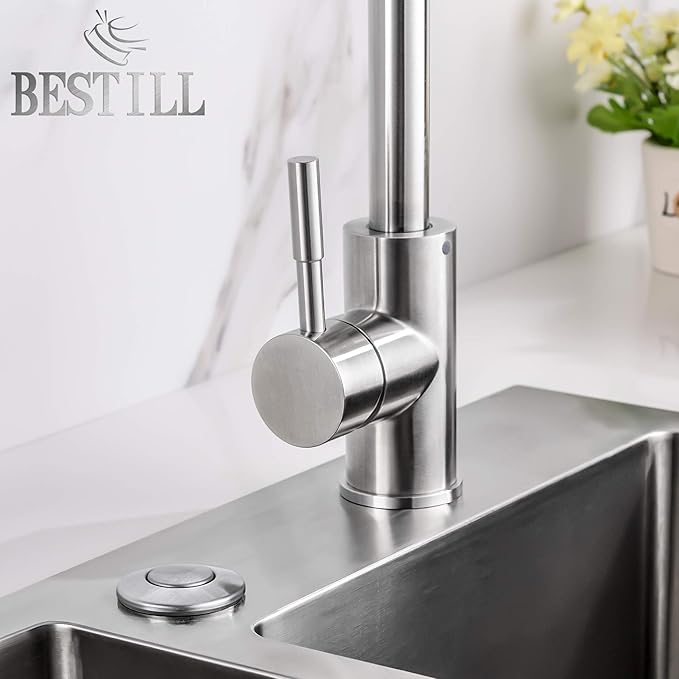 BESTILL Sinktop Air Switch Kit for Garbage Disposal, Stainless Steel Brushed Nickel 3.6" Long Push Button for Waste Disposer, UL Listed