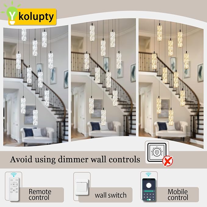 ykolupty Modern Crystal Chandelier 10-Lights Rectangle Pendant Light LED Dimmable Black Linear Chandelier Flush Mount Crystal Pendant Light for Living Room Dining Room Foyer