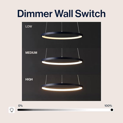 JONATHAN Y 15.75" Navy Modern Integrated LED Pendant Light, Dimmable Round Hoop Chandelier for Kitchen Island, Dining Room, Adjustable Height Metal Hanging Light (JYL7202F)